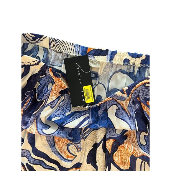 Bryn Walker Wide Leg Pants Size XXL Blue White Floral comfort Coastal Travel - Picture 8 of 8
